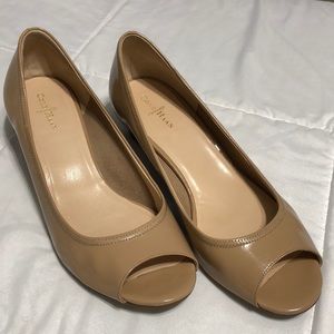 Cole Haan Sandstone Patent Open Toe Air Tallot Nike Air Wedge Neutral Size 9